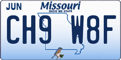 MO license plate CH9W8F