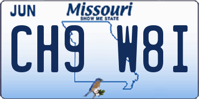 MO license plate CH9W8I