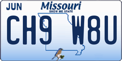 MO license plate CH9W8U