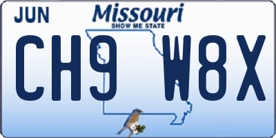 MO license plate CH9W8X