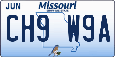 MO license plate CH9W9A
