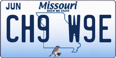 MO license plate CH9W9E