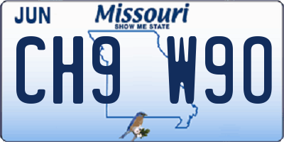 MO license plate CH9W9O
