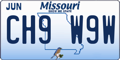 MO license plate CH9W9W