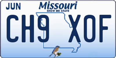 MO license plate CH9X0F