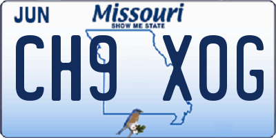 MO license plate CH9X0G