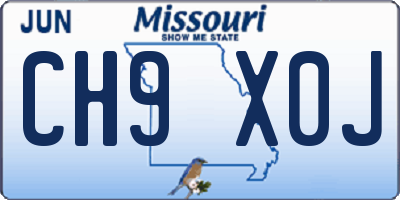 MO license plate CH9X0J