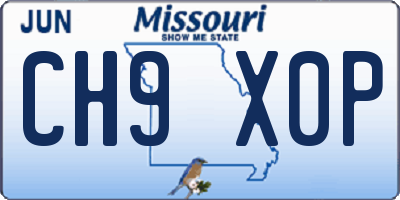 MO license plate CH9X0P