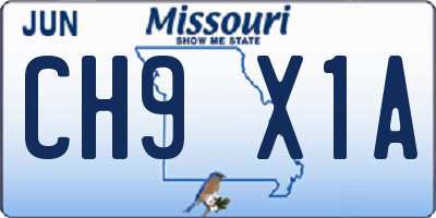 MO license plate CH9X1A