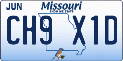 MO license plate CH9X1D