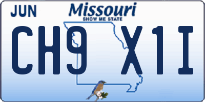 MO license plate CH9X1I