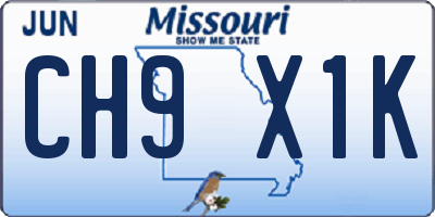 MO license plate CH9X1K