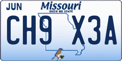 MO license plate CH9X3A