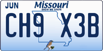 MO license plate CH9X3B