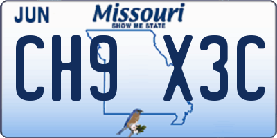 MO license plate CH9X3C