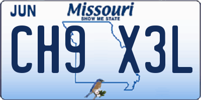 MO license plate CH9X3L