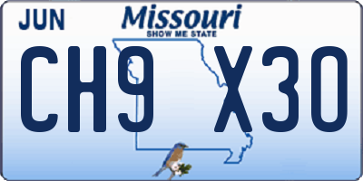 MO license plate CH9X3O