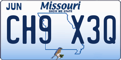 MO license plate CH9X3Q