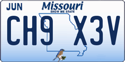 MO license plate CH9X3V