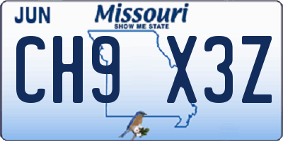 MO license plate CH9X3Z