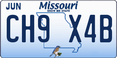 MO license plate CH9X4B