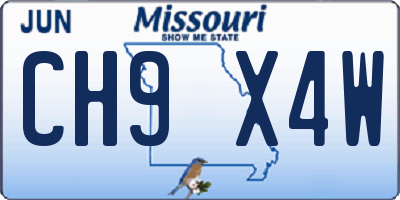MO license plate CH9X4W