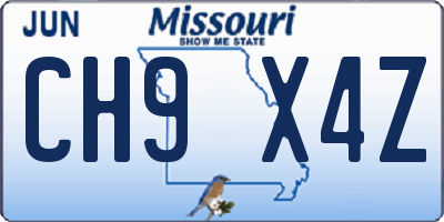 MO license plate CH9X4Z