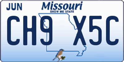 MO license plate CH9X5C