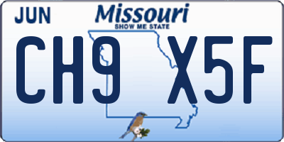 MO license plate CH9X5F