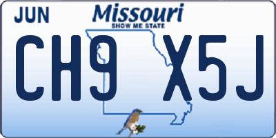 MO license plate CH9X5J