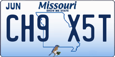 MO license plate CH9X5T