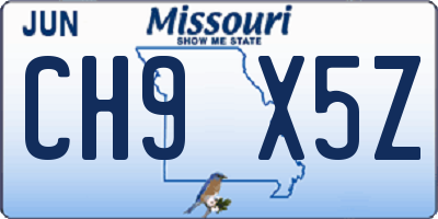 MO license plate CH9X5Z