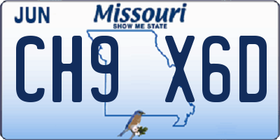 MO license plate CH9X6D