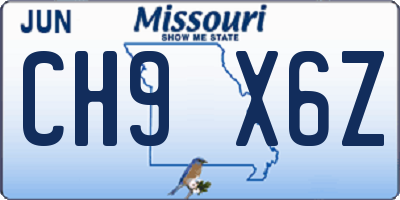 MO license plate CH9X6Z