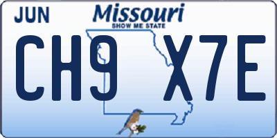 MO license plate CH9X7E