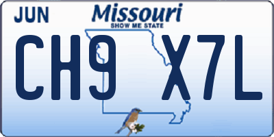 MO license plate CH9X7L