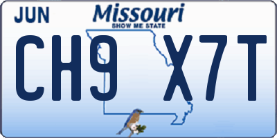 MO license plate CH9X7T