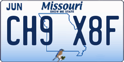 MO license plate CH9X8F