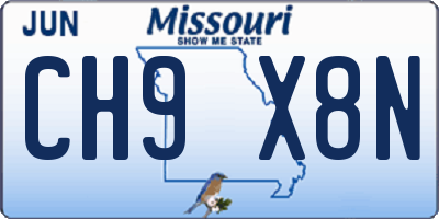 MO license plate CH9X8N