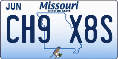 MO license plate CH9X8S