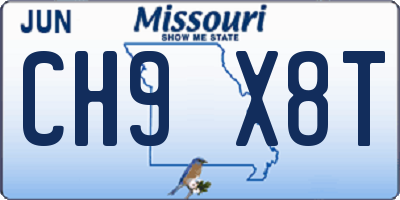 MO license plate CH9X8T