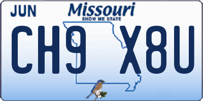 MO license plate CH9X8U