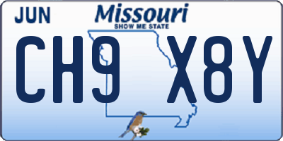 MO license plate CH9X8Y
