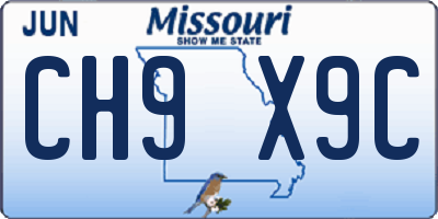 MO license plate CH9X9C
