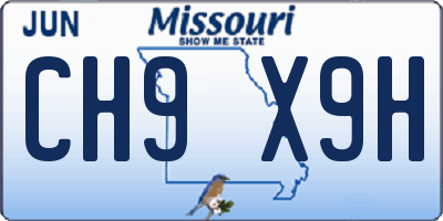 MO license plate CH9X9H