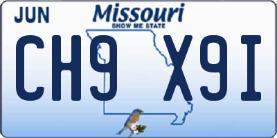 MO license plate CH9X9I