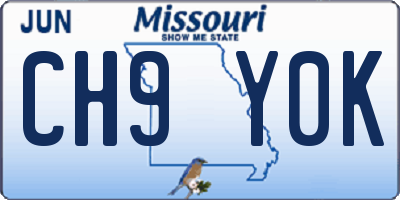 MO license plate CH9Y0K