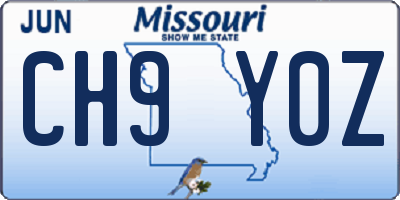 MO license plate CH9Y0Z