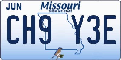 MO license plate CH9Y3E
