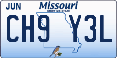 MO license plate CH9Y3L